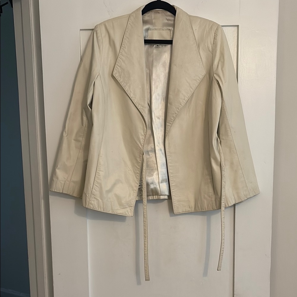 Genuine leather Elegant Cream Women's Jacket